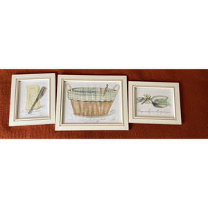 3 Piece Collection Spicher & Co Laundry Framed Watercolor Prints under Glass